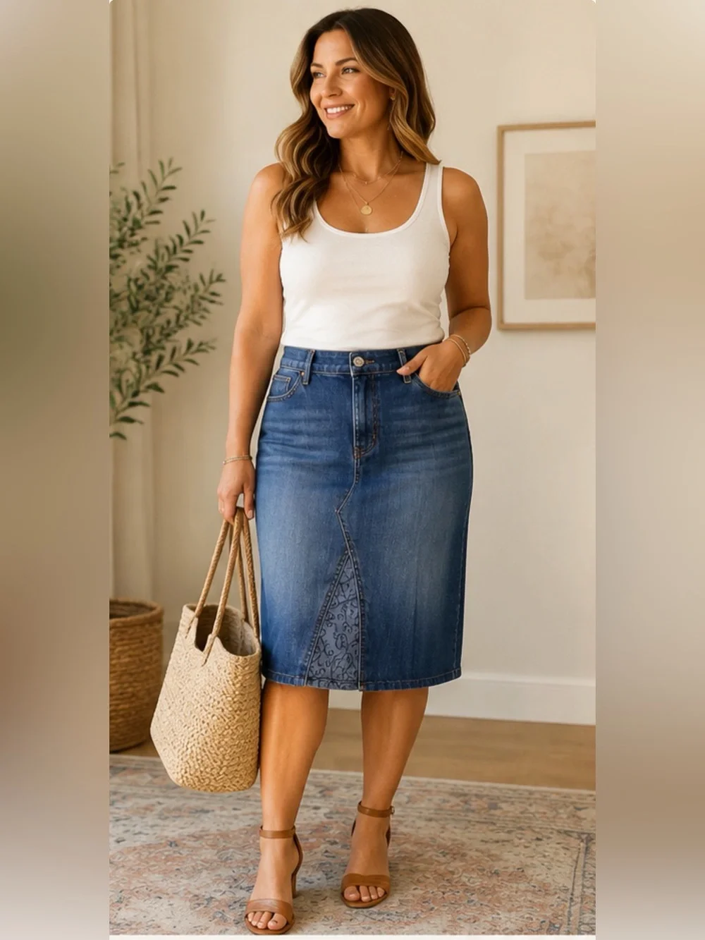 Levi’s 525 Perfect Waist Straight Leg Denim Skirt Women’s Size 32 Blue Midi